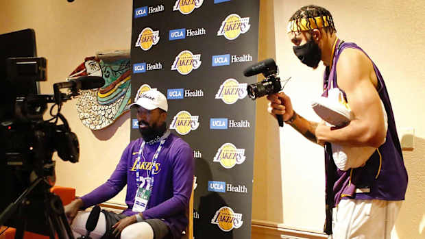 JaVale McGee films J.R. Smith for his vlog